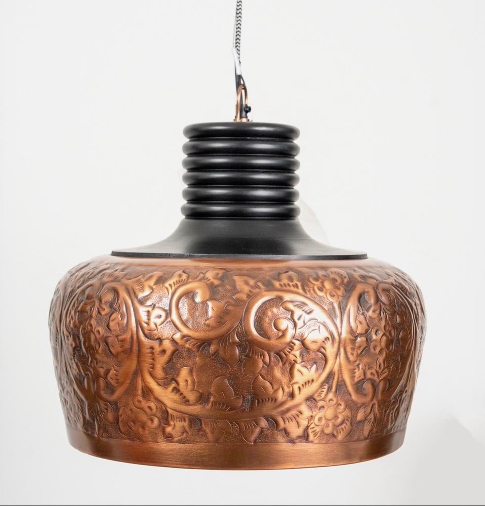 Gloednieuwe PTM hanglamp - Koperkleurig met reliëf, Ophalen, Nieuw, Metaal, Minder dan 50 cm