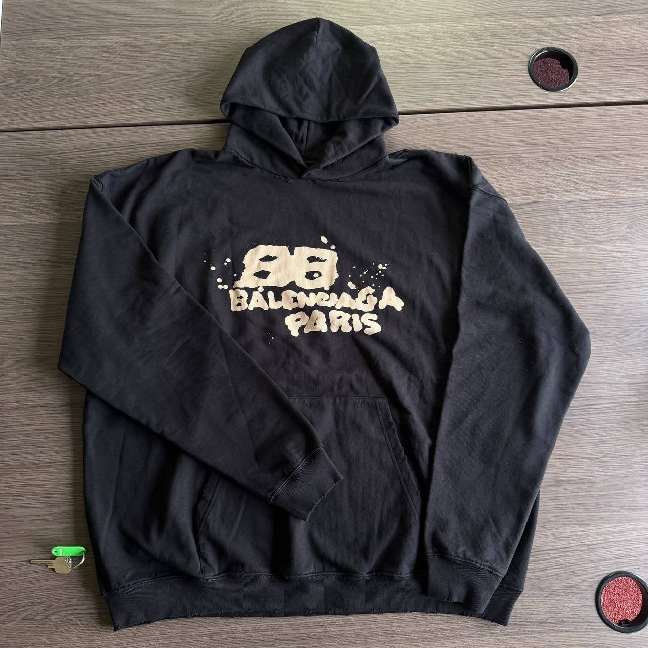 Balenciaga BB Paris Hoodie Zwart - Maat XL, Ophalen of Verzenden, Gedragen, Maat 52/54 (L), Zwart