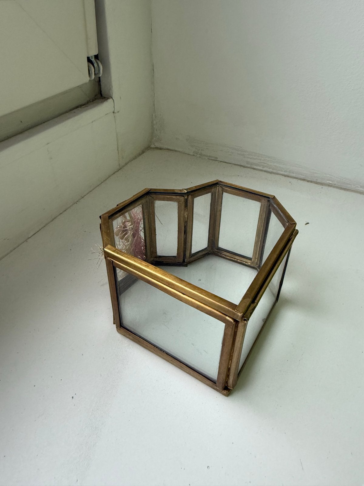 Vintage glazen sieradendoosje / ringendoosje bruiloft, Antiek en Kunst, Ophalen of Verzenden