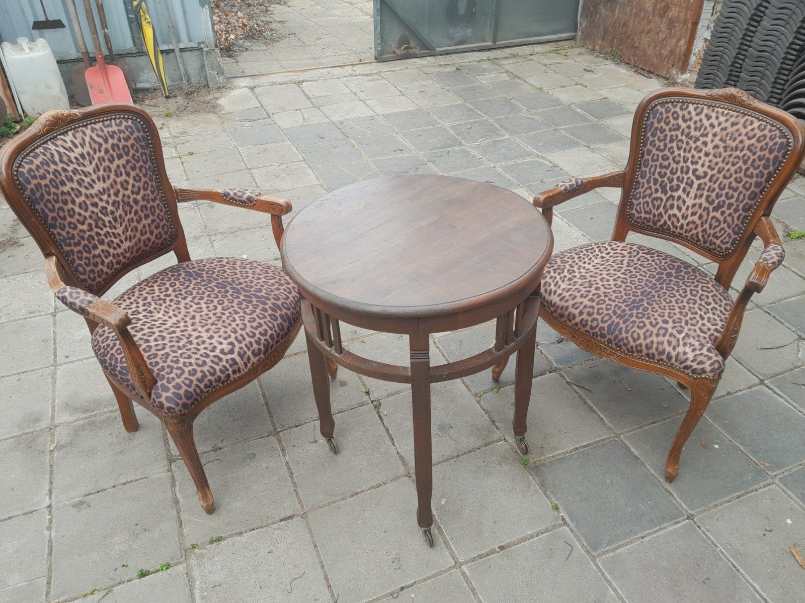 Vintage fauteuils met salontafel - Leopard print, Ophalen of Verzenden