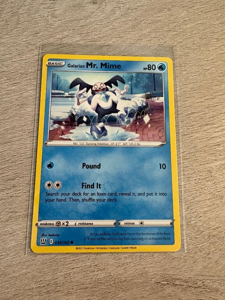 Galarian Mr. Mime 034/163 Battle Styles - Pokémon Kaart, Ophalen of Verzenden, Nieuw, Losse kaart