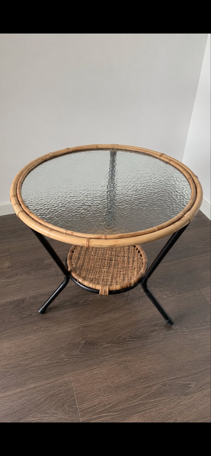 Vintage Rohe Noordwolde bijzettafel met wolkjesglas, Ophalen
