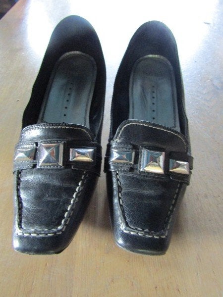 F1938 Högl mt 6,5 pumps zwart leer leder, Pumps, Verzenden, Zwart, Zo goed als nieuw