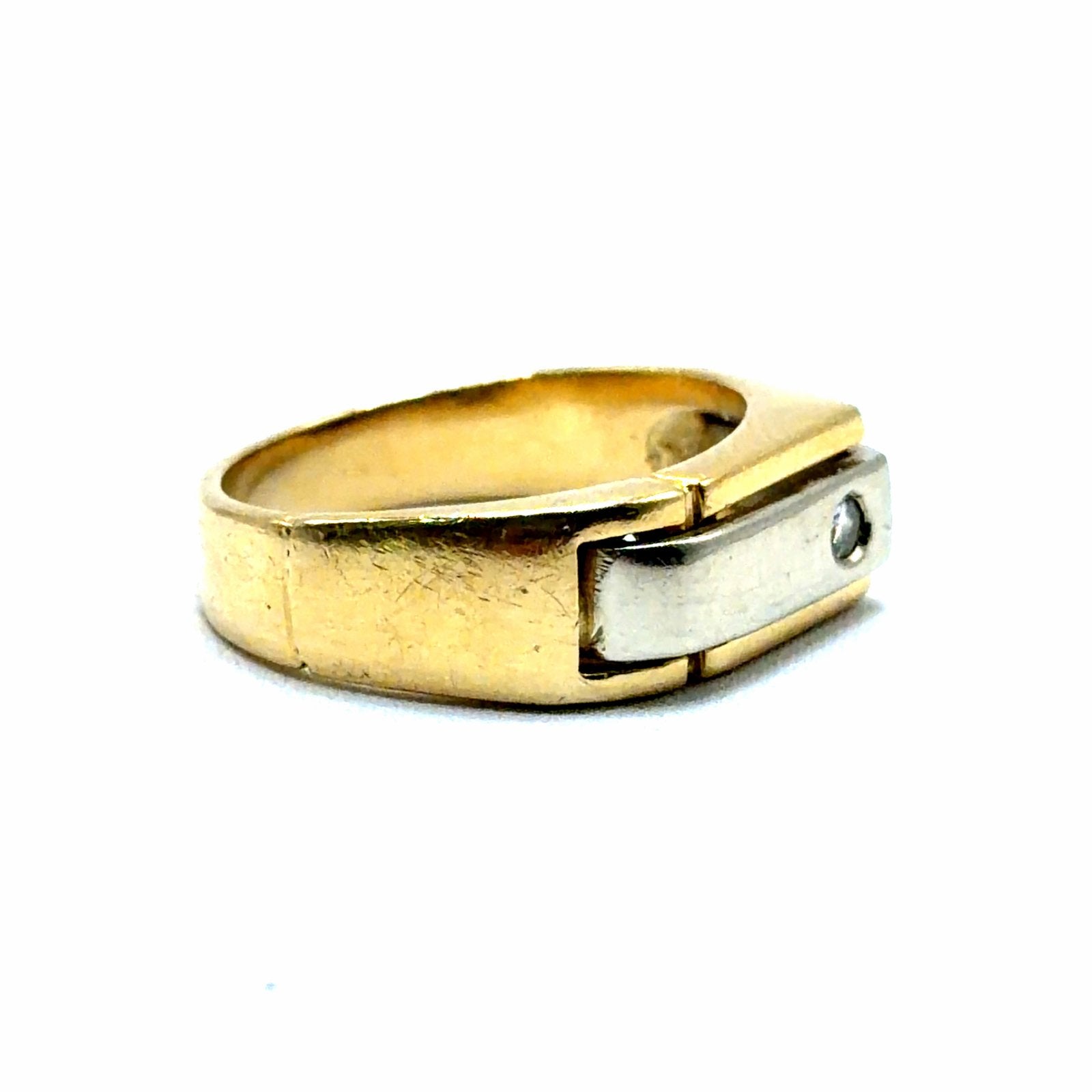 Gouden heren ring 18kt met diamant, maat 22, 20 of groter, Nieuw, Ophalen of Verzenden, W