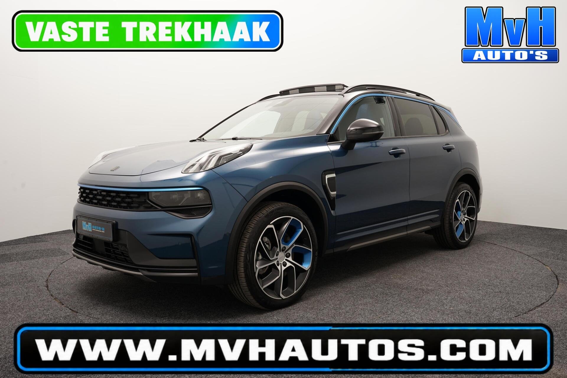 Lynk & Co 01 1.5 PHEV|ZWARTE.HEMEL|360ºCAM|TREKHAAK|SOH98%, Auto's, Stof, Met garantie (alle), Blauw, Plug-in hybride