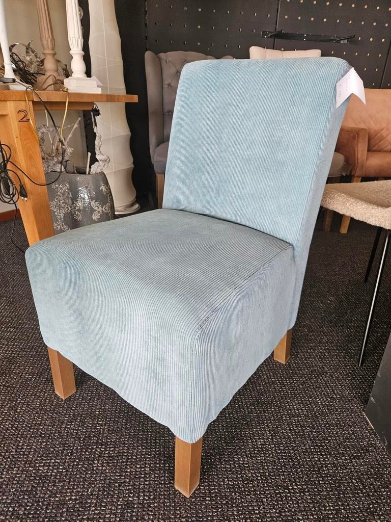 Eetkamerstoel serrano ribstof blauw opruiming, Ophalen of Verzenden, Nieuw, Blauw, Eén