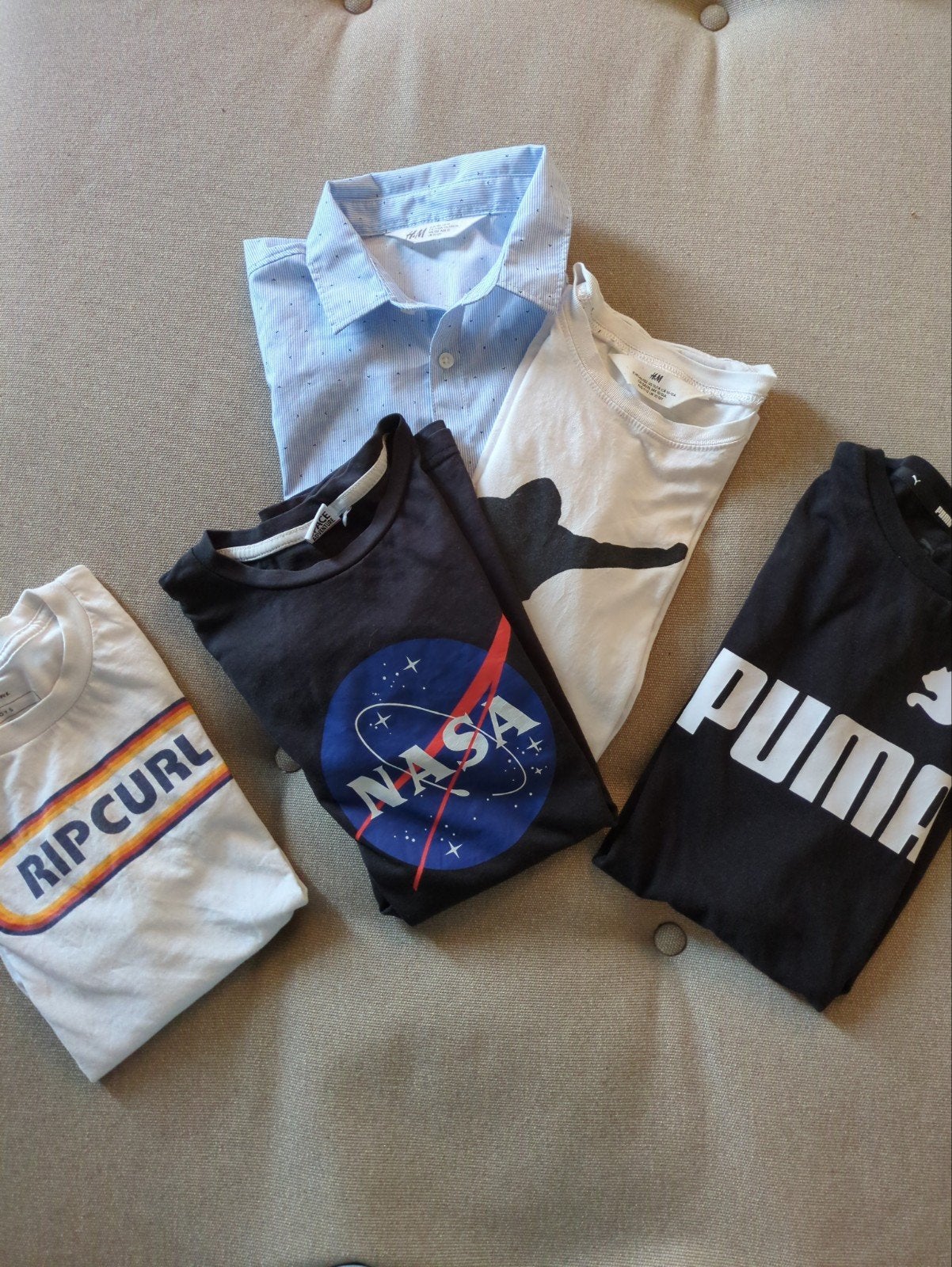 Kledingpakket jongens: T-shirts en overhemd, Ophalen of Verzenden, Gebruikt, Puma, Rip Curl, NASA, Jongen