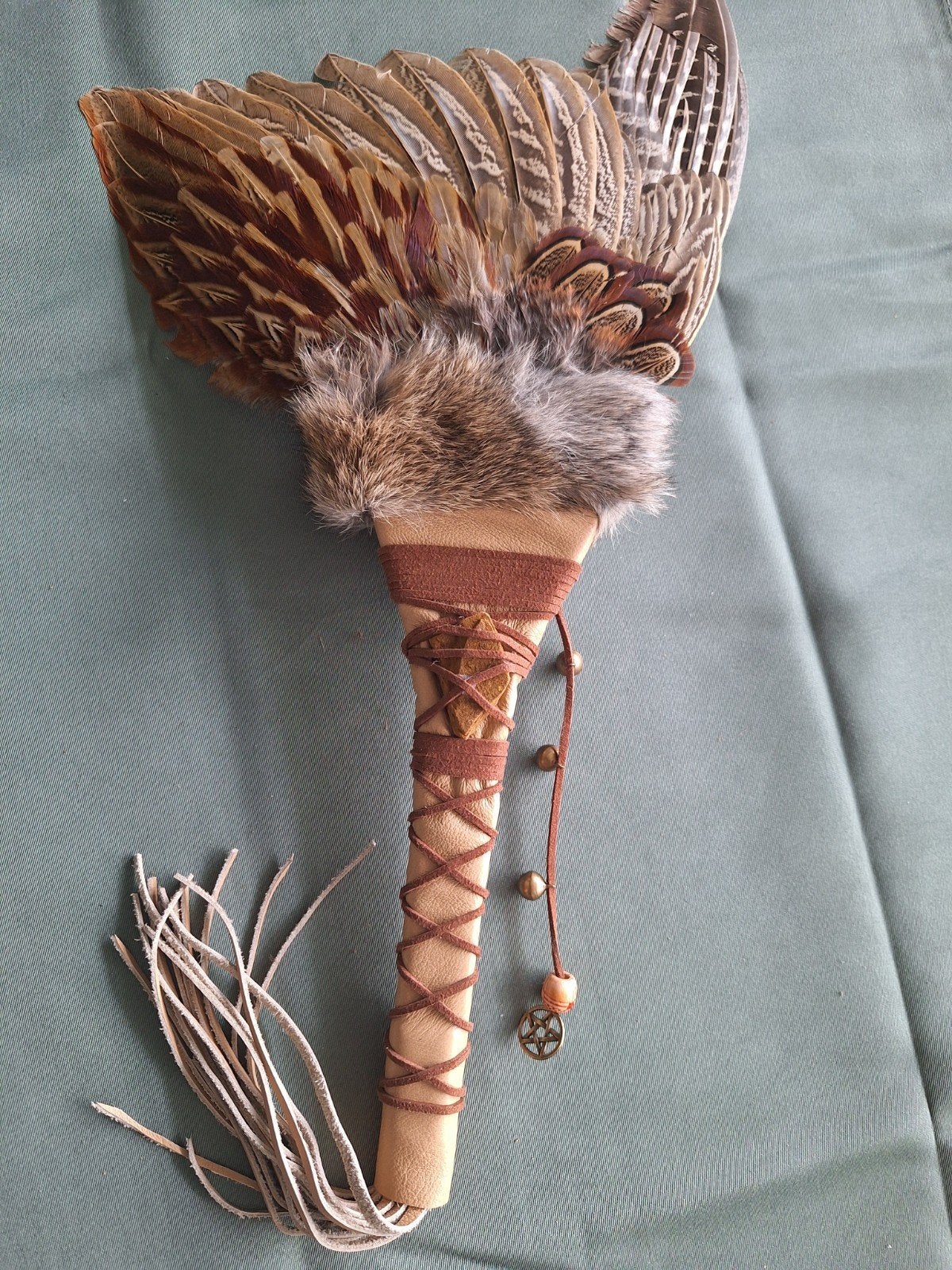 Smudge wing/ veren waaier met jaspis, Ophalen of Verzenden