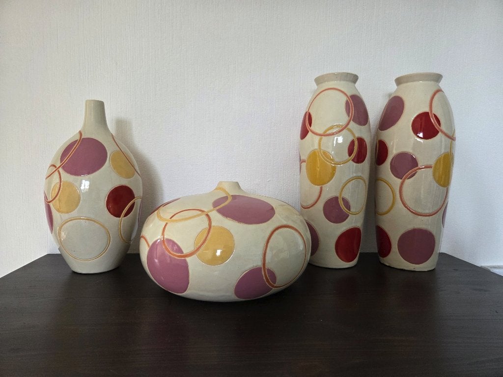 4-delige vazenset Villa Pottery L&L– Retro Cirkels, Ophalen, Huis en Inrichting