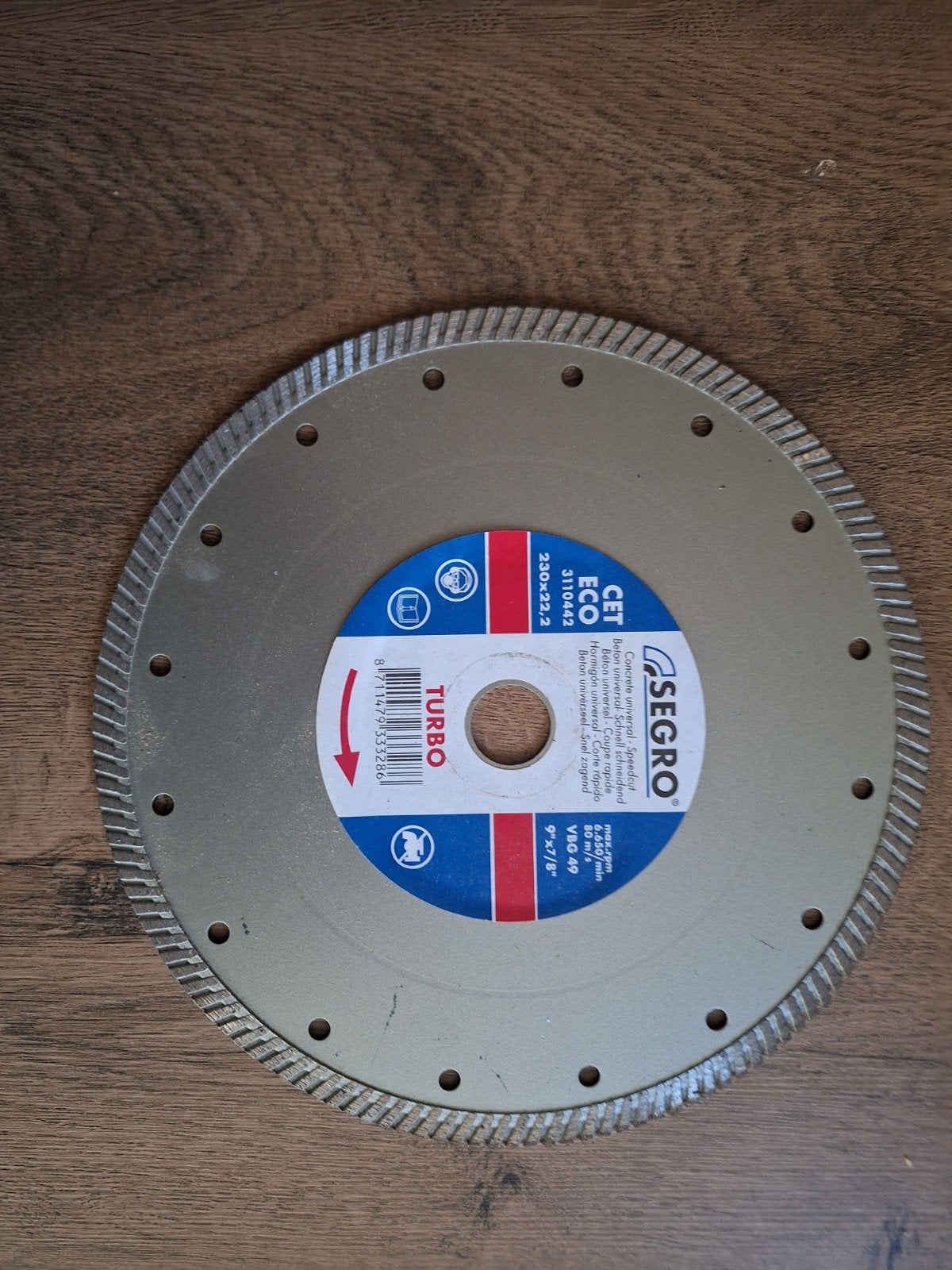 SEGRO Diamantschijf Turbo 230x22,2mm voor beton, Verzenden, Nieuw