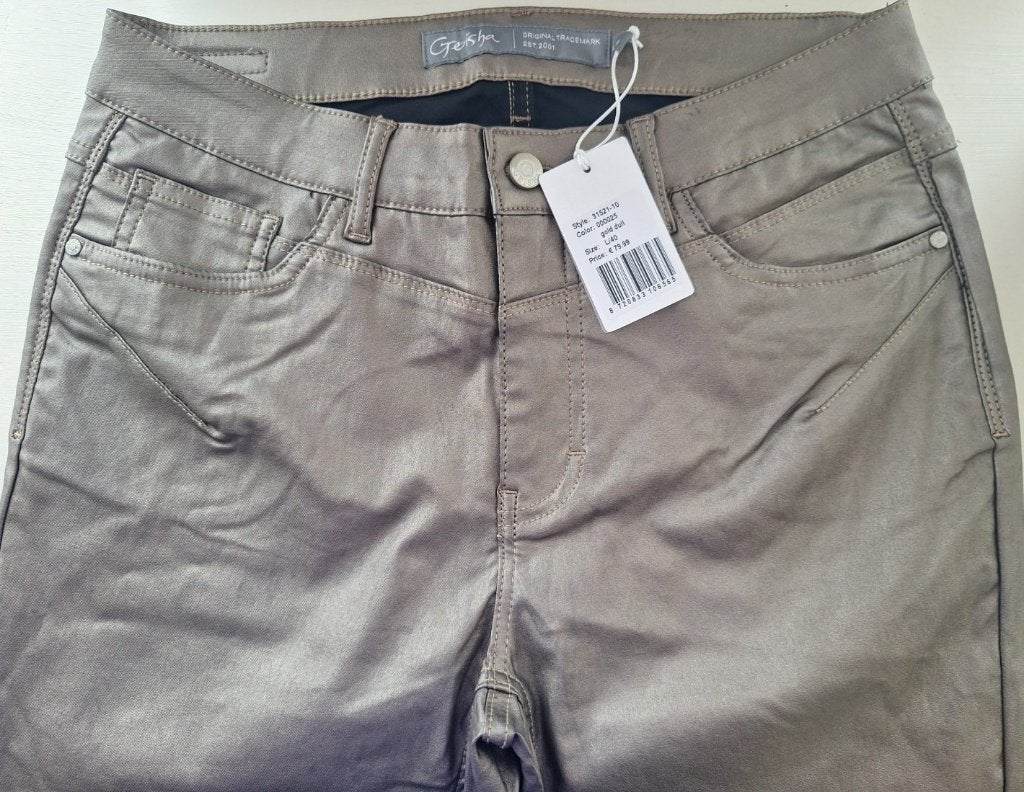 Geisha nieuwe goud bronzen coated broek, maat L 40, Kleding | Dames, Geisha, Maat 42/44 (L), Nieuw, Ophalen of Verzenden