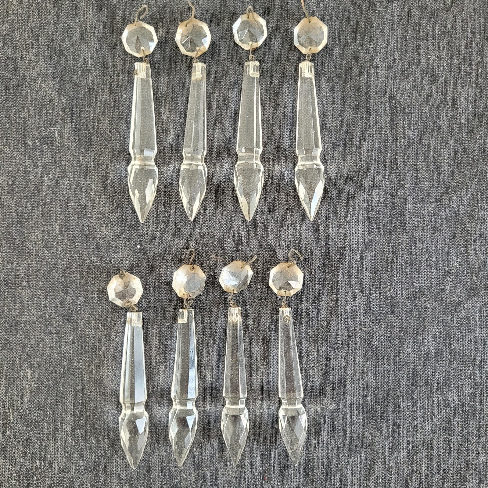 8 pegels diamant pijlen onderdelen kroonluchter, Huis en Inrichting, Ophalen of Verzenden, Gebruikt, Glas