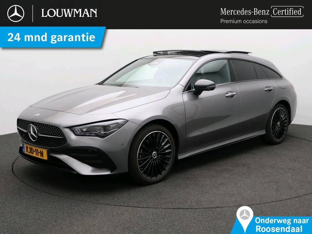 Mercedes-Benz CLA-Klasse Shooting Brake 250 e AMG NIghtpakke, 15 kWh, Hybride Elektrisch/Benzine, 1600 kg, Zilver of Grijs
