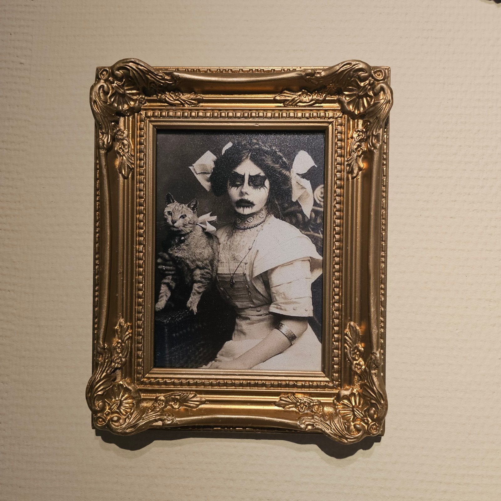 Gouden fotolijst met unieke afbeelding, Huis en Inrichting, Woonaccessoires | Lijsten, Kunststof, Gebruikt, Met afbeelding, Ophalen of Verzenden