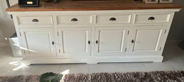 Prachtig krijt wash dressoir met eiken bovenblad, Ophalen, Gebruikt, Eikenhout, 200 cm of meer