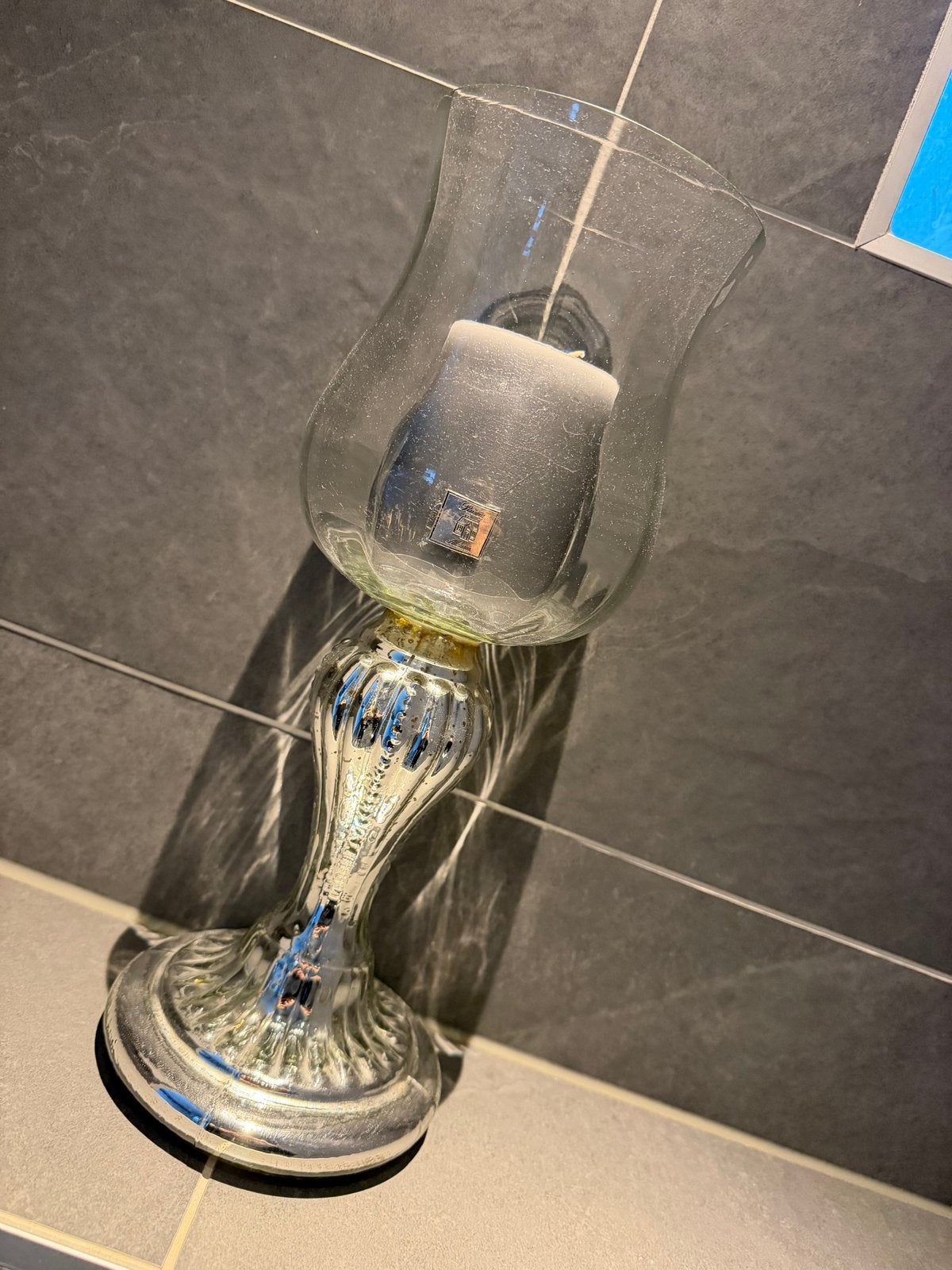 Riviera Maison Windlicht Delano Plume met Kaars, Ophalen, Windlicht, Rivièra Maison, Grijs