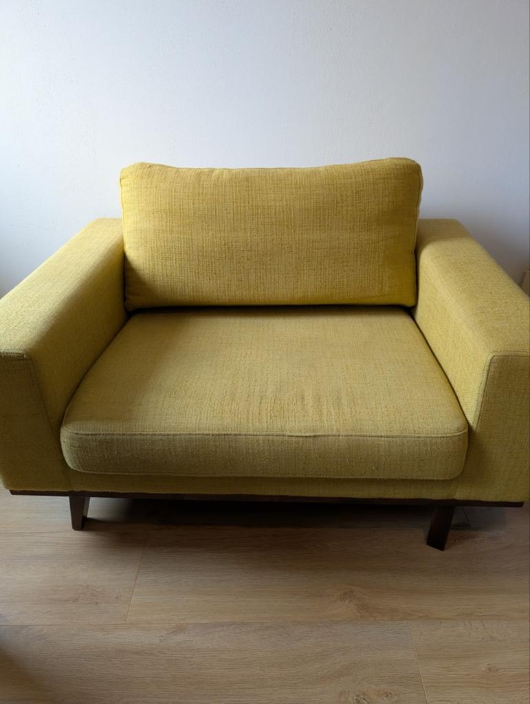 Wehkamp Loveseat Mosterdgeel, Ophalen, Gebruikt, Modern, Scandinavisch, 150 tot 200 cm