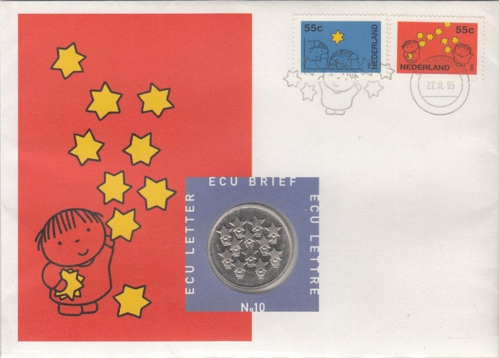 Nederland ECU brief No. 10 December 1995 met mooie penning, Postzegels en Munten, Penningen en Medailles, Ophalen of Verzenden