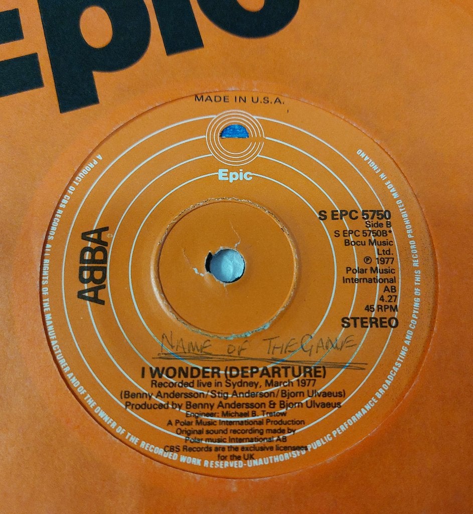 MISDRUK ABBA VINYL SINGLE MISPERSING Name Of The Game, 7 inch, Ophalen of Verzenden, Pop, Gebruikt