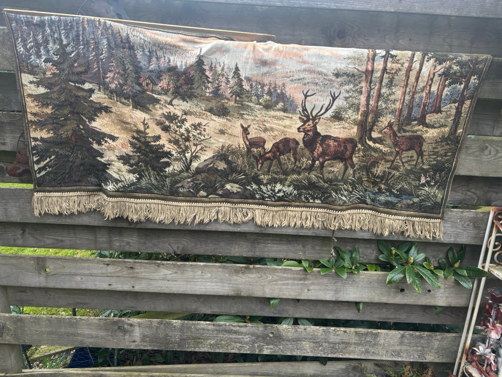 Wand sierkleed nu voor maar 50 euro echt oudje jacht kleed, 100 tot 150 cm, Jacht natuur kleed, Groen, Zo goed als nieuw