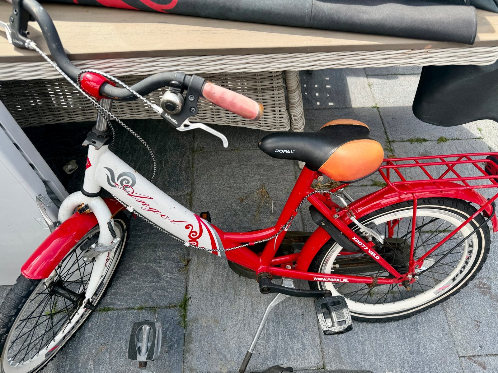 Popal Angel Kinderfiets - Rood/Wit, Fietsen en Brommers, Fietsen | Kinderfietsjes, Ophalen of Verzenden, Nieuw, Terugtraprem, 16 tot 20 inch