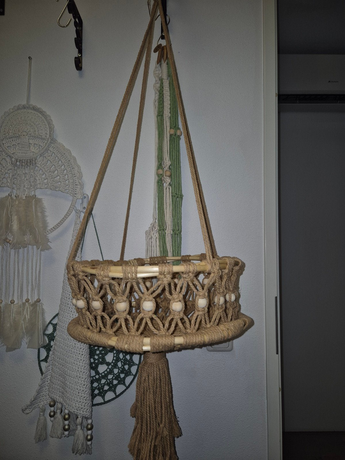 mooie macrame mand,lengre 110 cm doorsnee 35 cm.kleur bruin., Ophalen of Verzenden, Nieuw