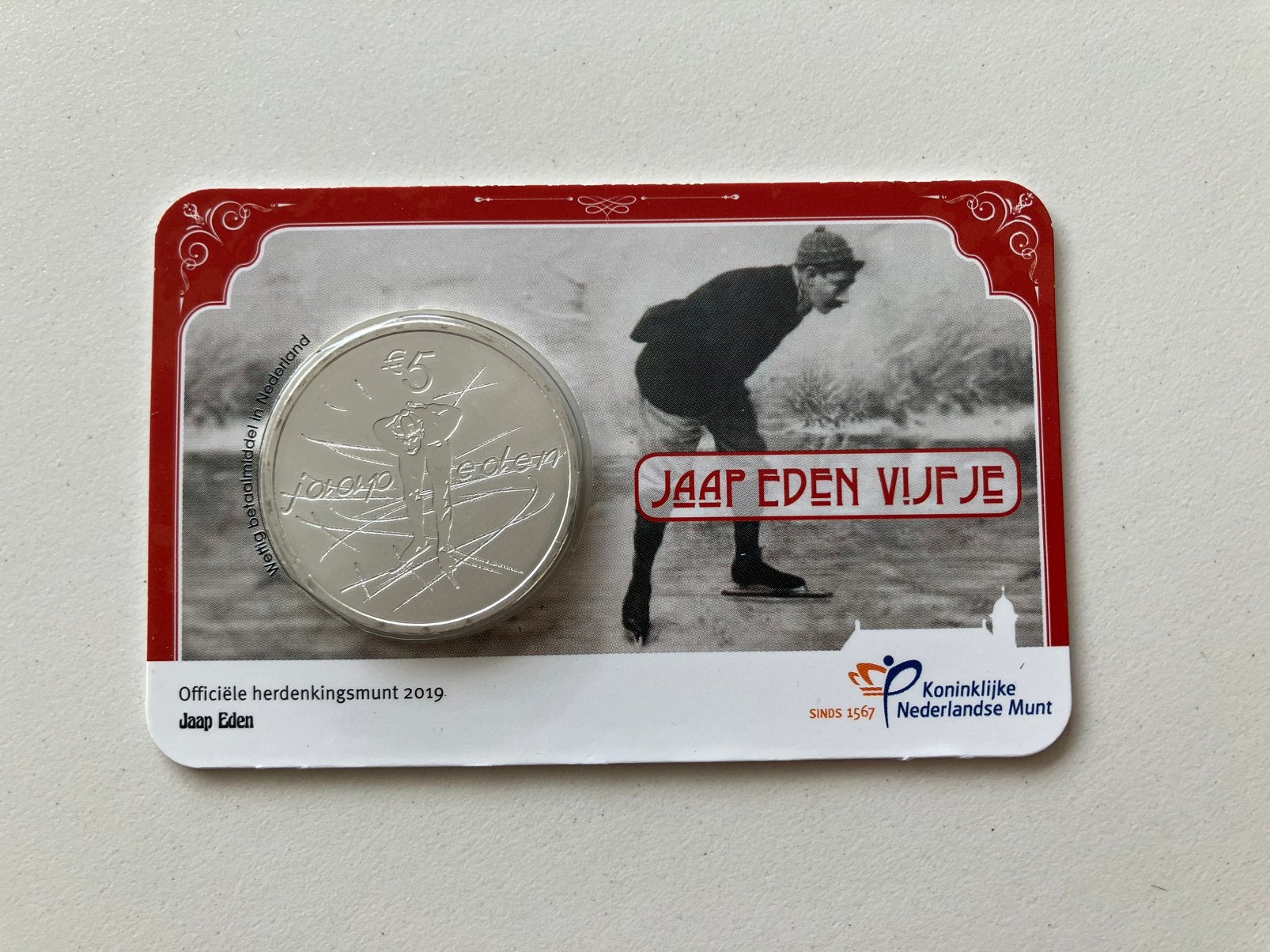 Coincard Jaap Eden Vijfje 2019, Verzenden, Koningin Beatrix, Euro's