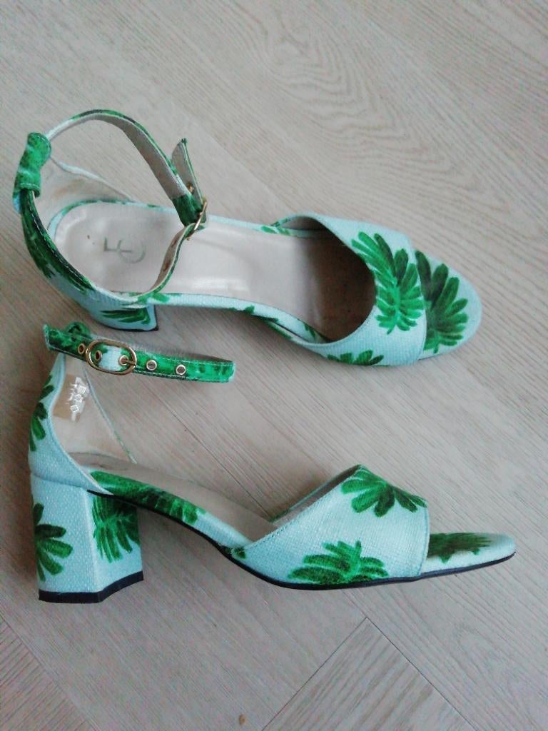 Sandalette sandaal maat 39 fabienne chapot blauw/groen, Blauw, Zo goed als nieuw, Fabienne Chapot, Sandalen of Muiltjes