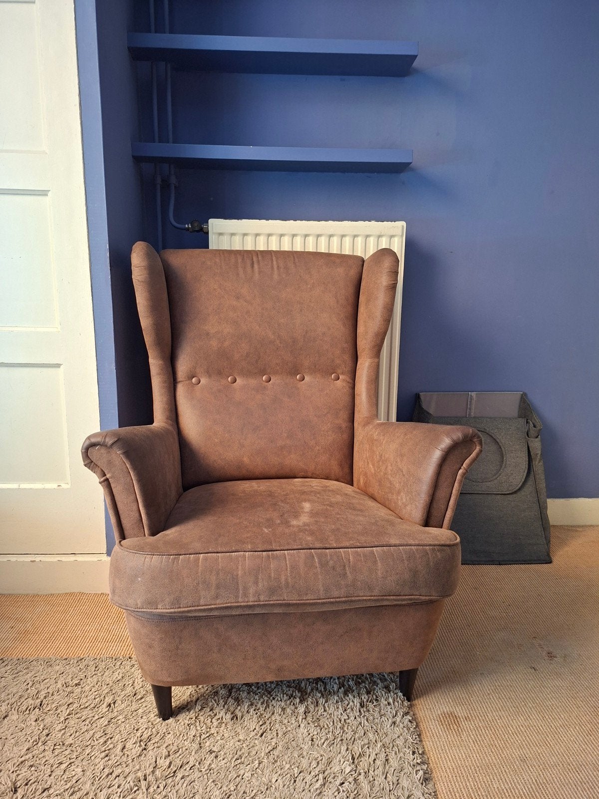 Bruine IKEA fauteuil (evt.met voetenbank), Gebruikt, Klassiek, Comfortabel, 75 tot 100 cm, Ophalen of Verzenden