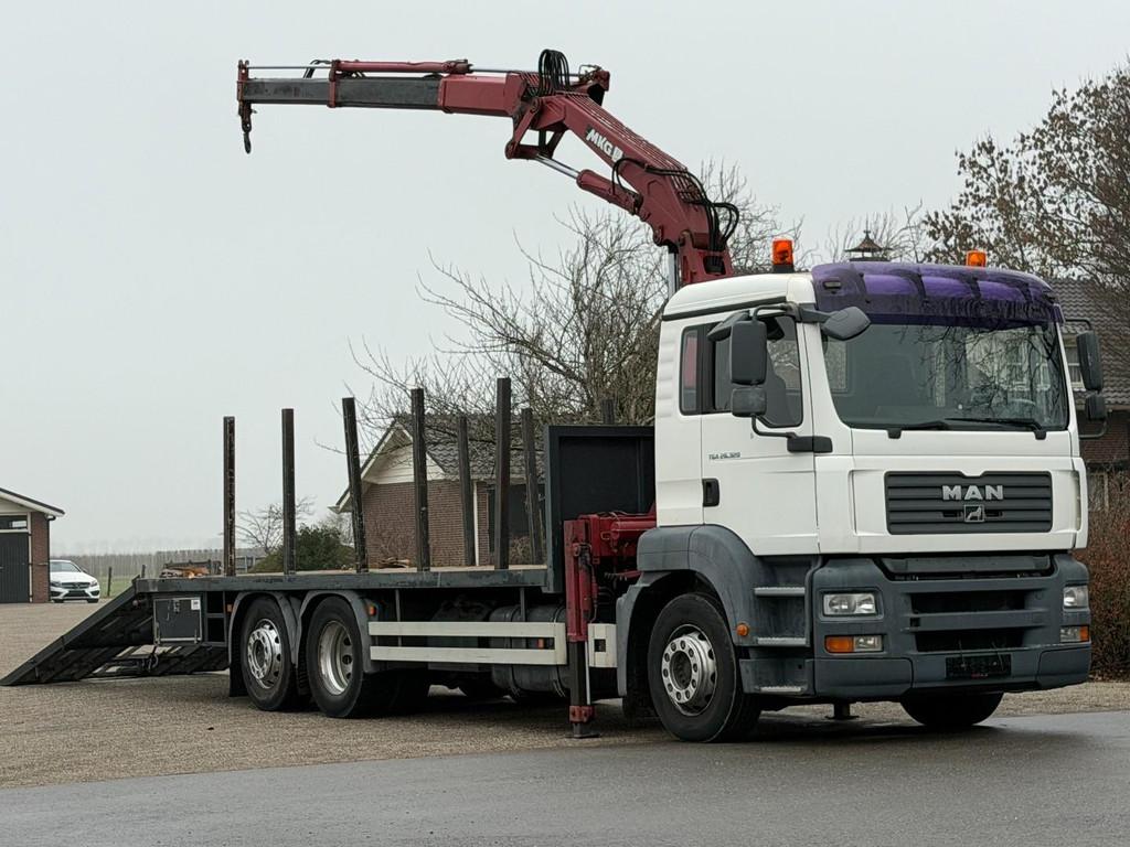 MAN TGA 26.320 KRAAN/CRANE/RAMPS/RAMPEN/MACHINE TRANSPORTER, Auto's, Automaat, MAN, Wit, Bedrijf