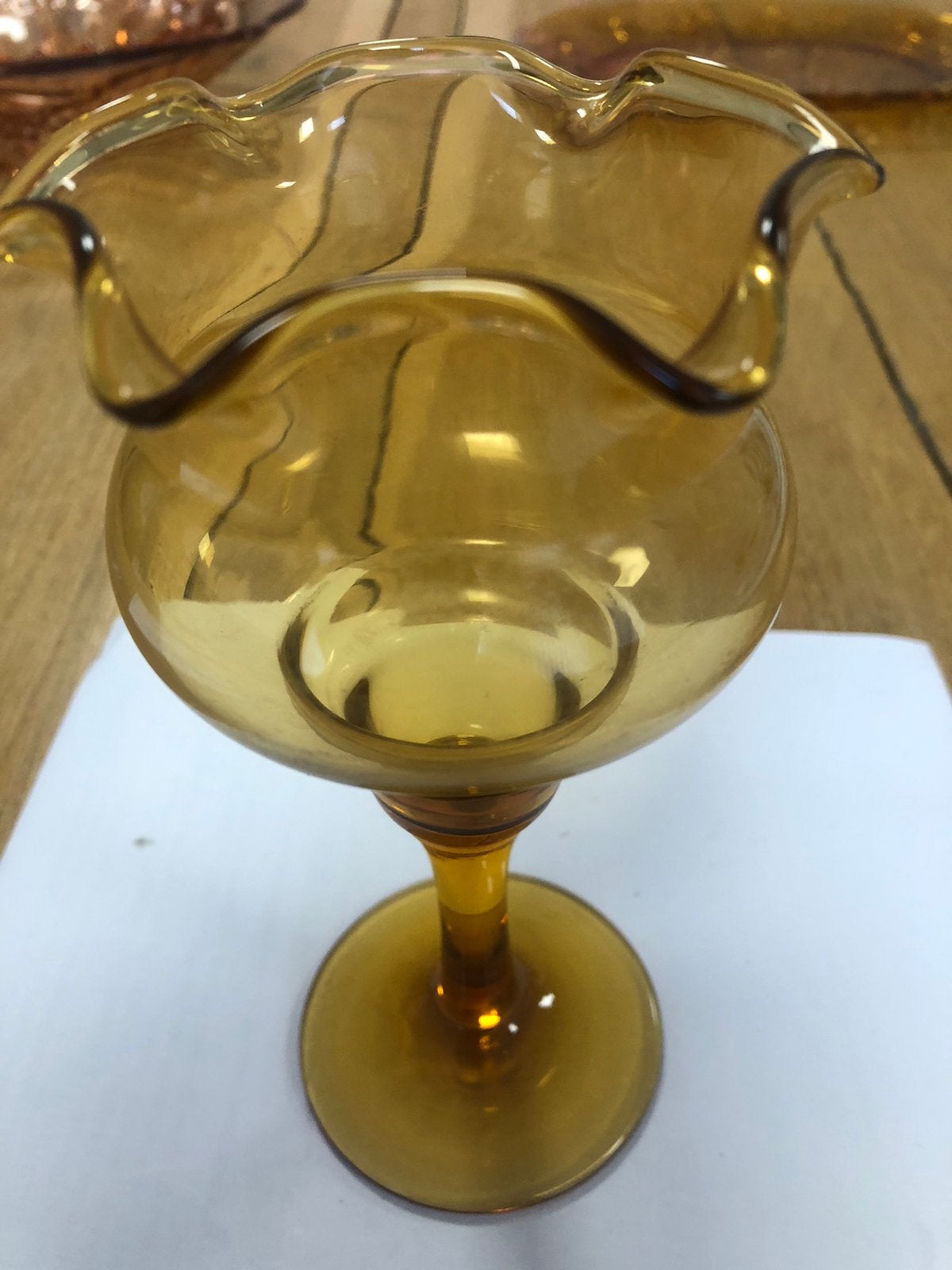 Geel amberkleurig glas 10/17 cm, Ophalen of Verzenden