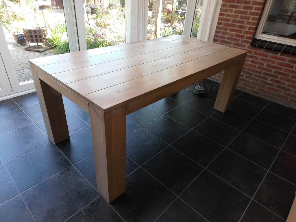 MASSIEF BLANK EIKEN EETKAMERTAFEL  100 X 200 X 80 cm, Ophalen, Gebruikt, Eikenhout, 200 cm of meer