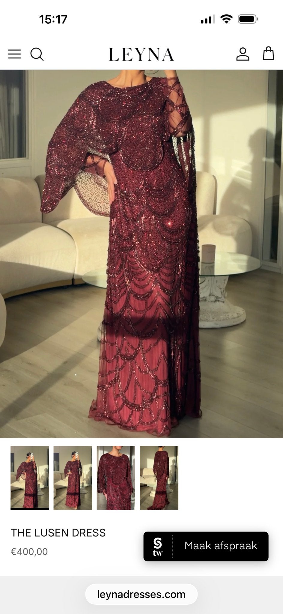 Prachtige LEYNA dress Galajurk Maat 46 met kleine sleep, Galajurk, Maat 46/48 (XL) of groter, Ophalen of Verzenden, Zo goed als nieuw