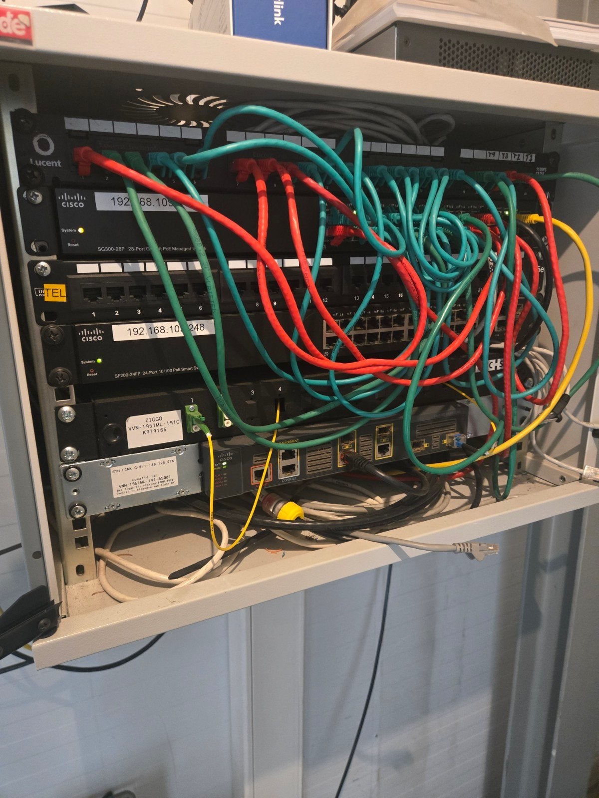 Patchkast met glazen deur en switches, Ophalen, Gebruikt