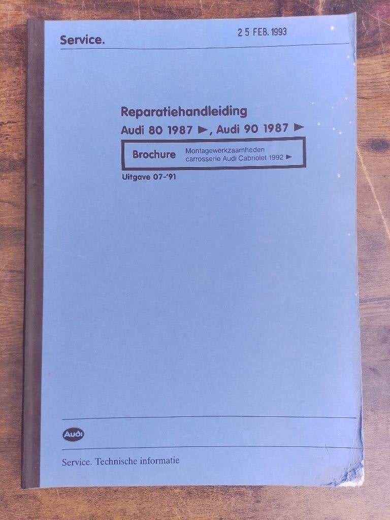 Audi 80 Cabrio werkplaatsboek Carrosserie werk + dak verv, Verzenden, Gelezen, Audi