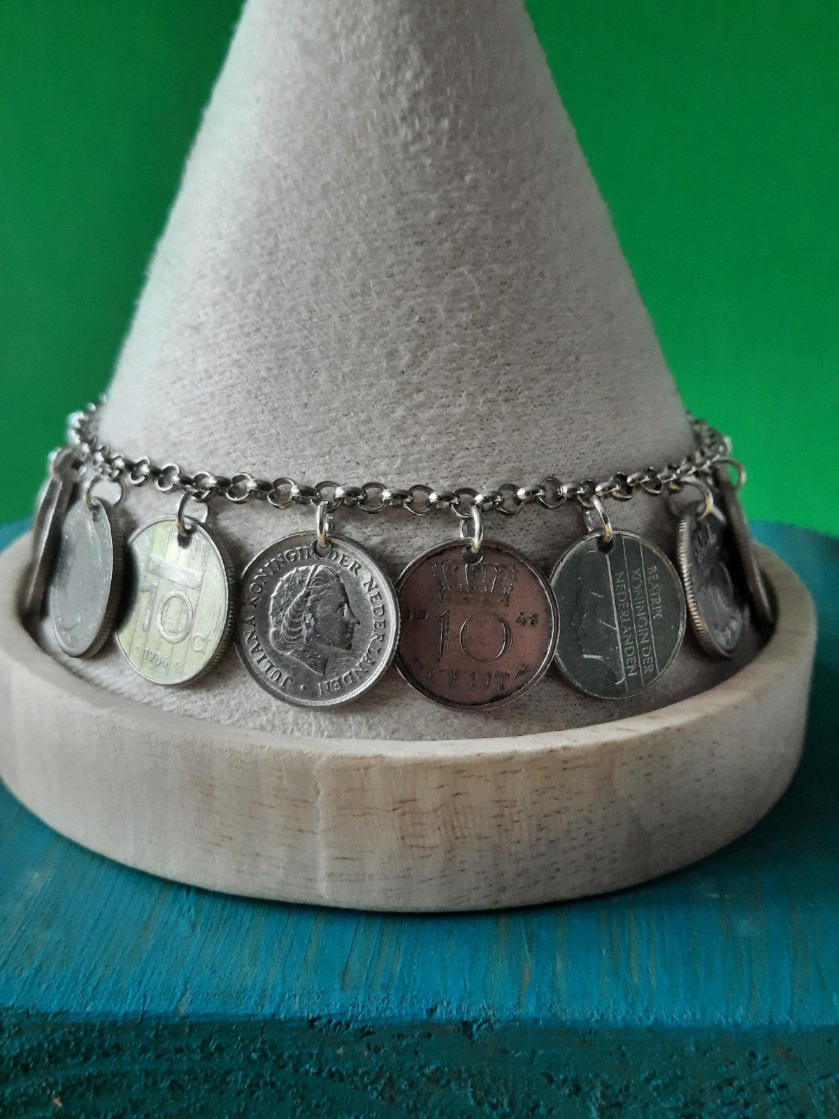 3 Koninginnen Dubbeltjes Armband. Lengte 20cm, Sieraden, Tassen en Uiterlijk, Armbanden, Ophalen of Verzenden, Zo goed als nieuw