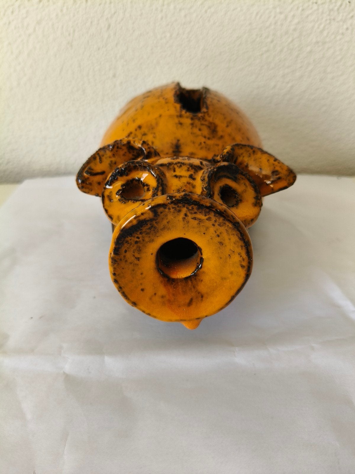 Vintage handgemaakte spaarpot in de vorm van een varken, Ophalen of Verzenden, Zo goed als nieuw, Steen, Aardewerk of Keramiek