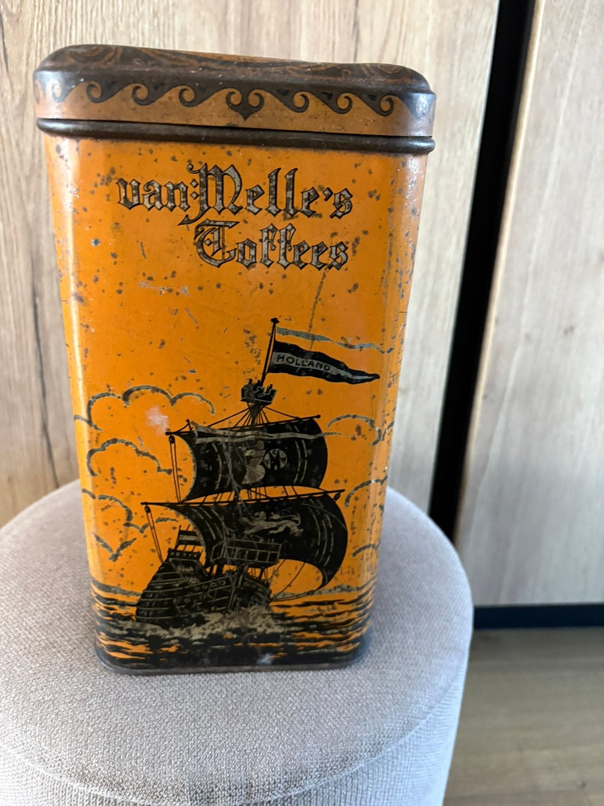 Van Melle Oranje Maritieme Toffeeblik, Antiek en Kunst, Ophalen of Verzenden