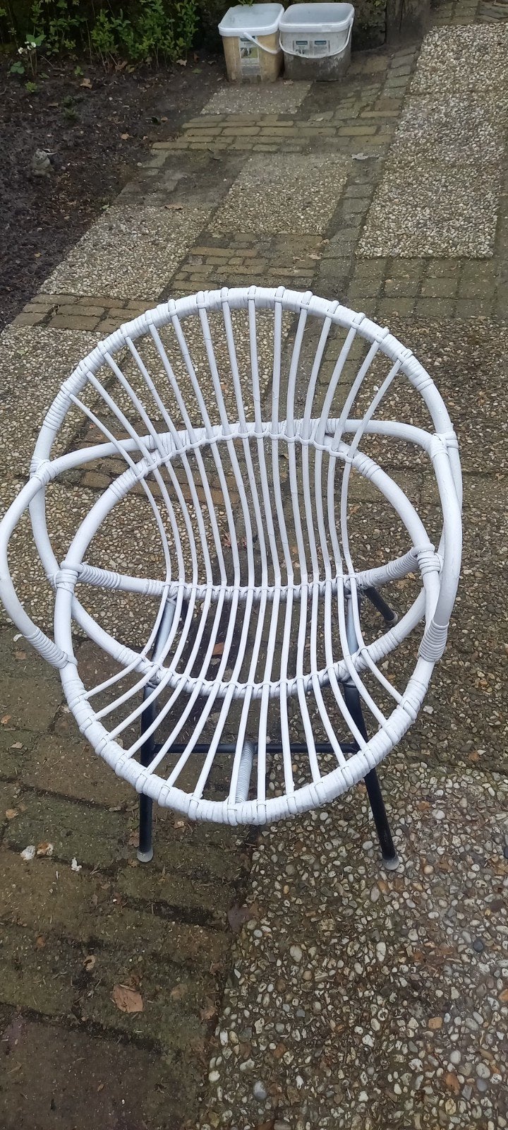 RETRO JAREN 60 RIETEN STOEL IN MOOIE STAAT, Ophalen of Verzenden, Huis en Inrichting