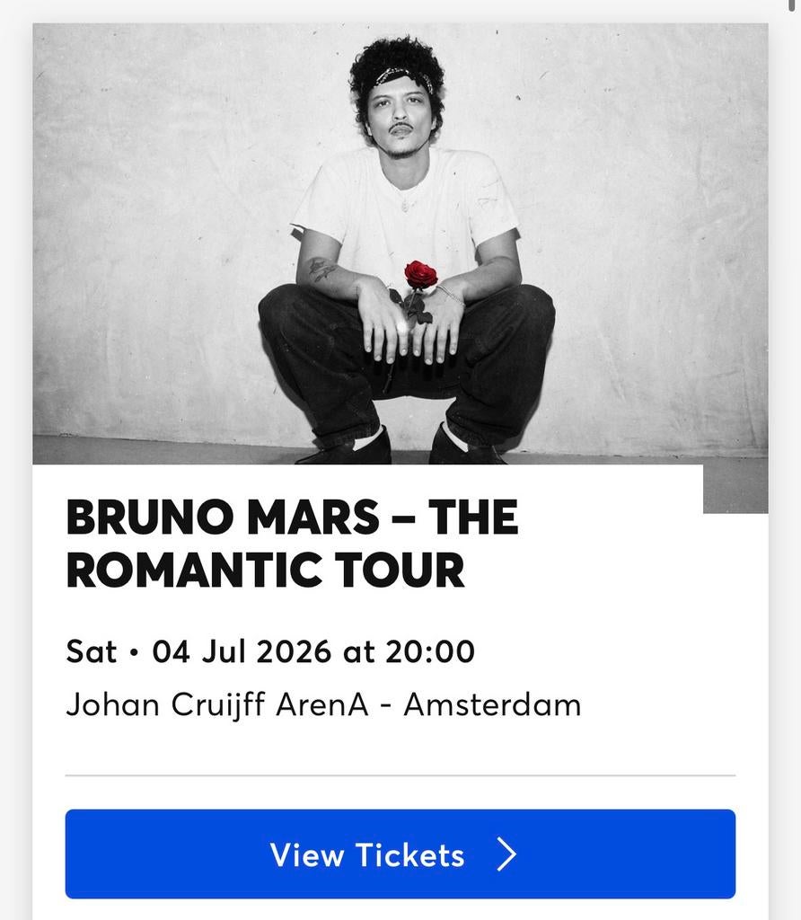 3 Golden Circle tickets Bruno Mars - zaterdag 4 juli 2026, Tickets en Kaartjes, Drie personen of meer, Juli