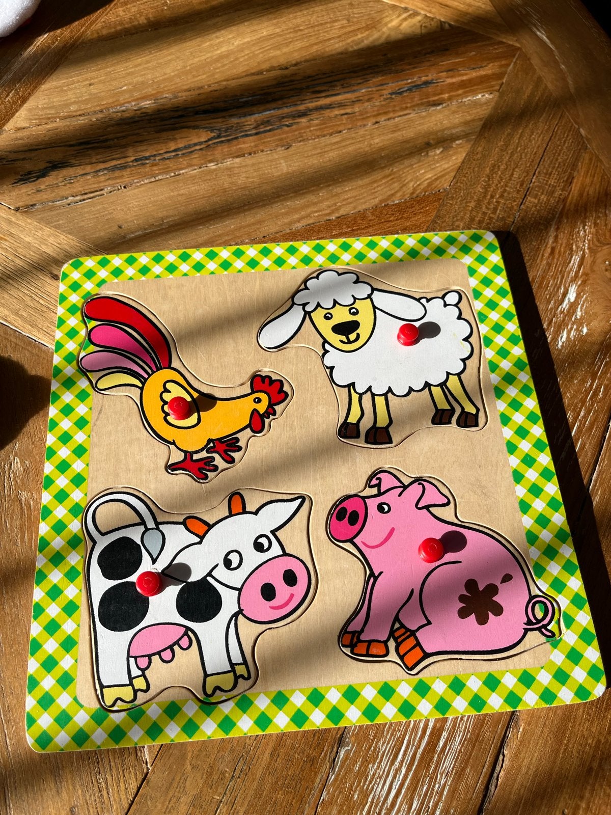 Houten boerderijdieren puzzel voor kinderen, 2 tot 4 jaar, Ophalen of Verzenden, Zo goed als nieuw, Van hout
