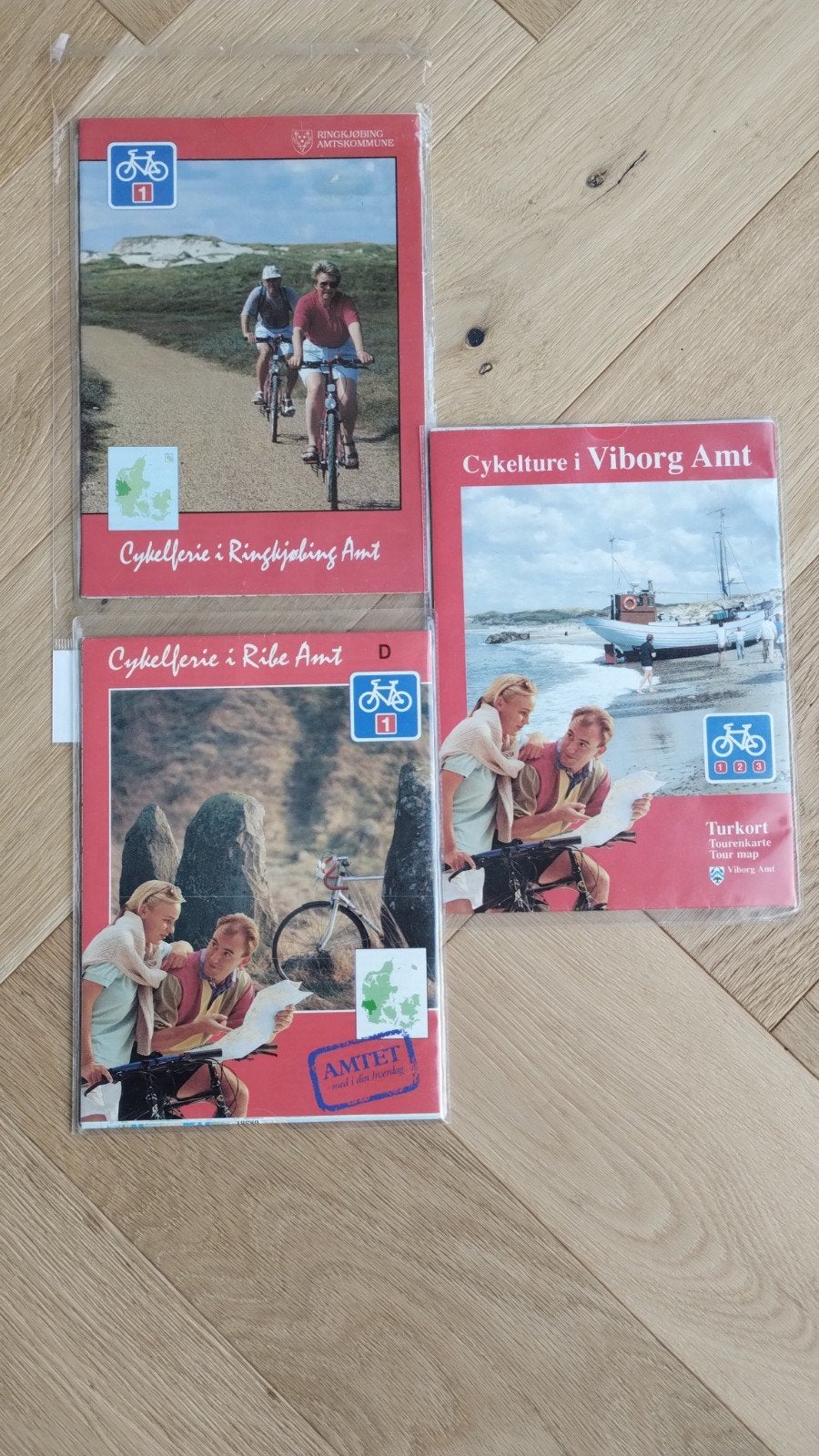 3 Deense Fietsgidsen: Ringkjøbing, Ribe, Viborg Amt, Boeken, Fiets- of Wandelgids, Europa, Ophalen of Verzenden, Gelezen