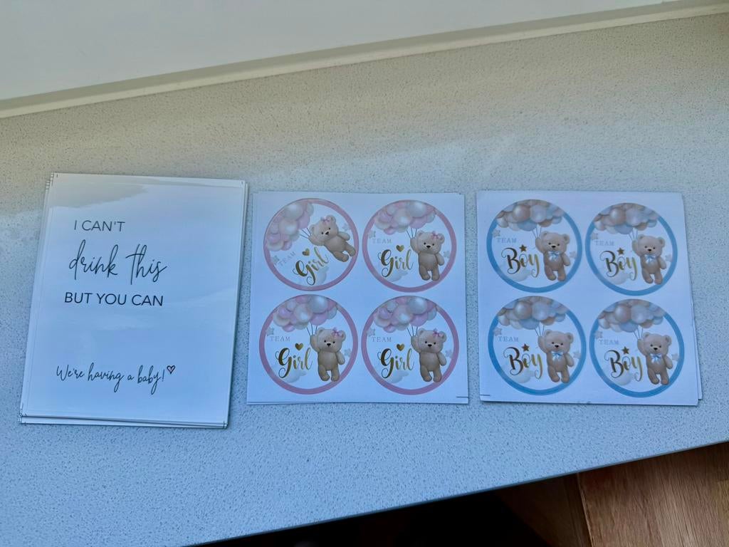 Baby gender reveal stickers, Verzenden, Nieuw, Kraamcadeau