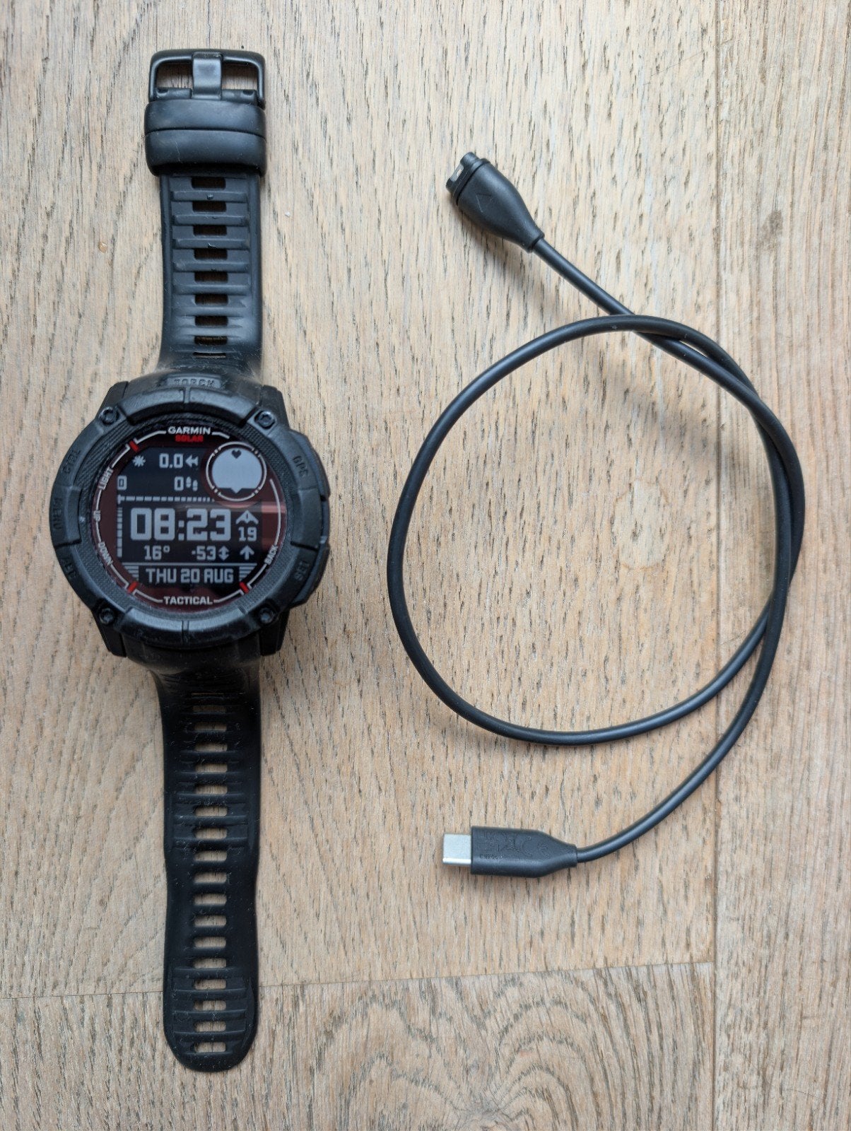 Garmin Instinct 2X Solar Tactical - Goede staat + laadkabel, Ophalen, Zwart, Garmin, Zo goed als nieuw