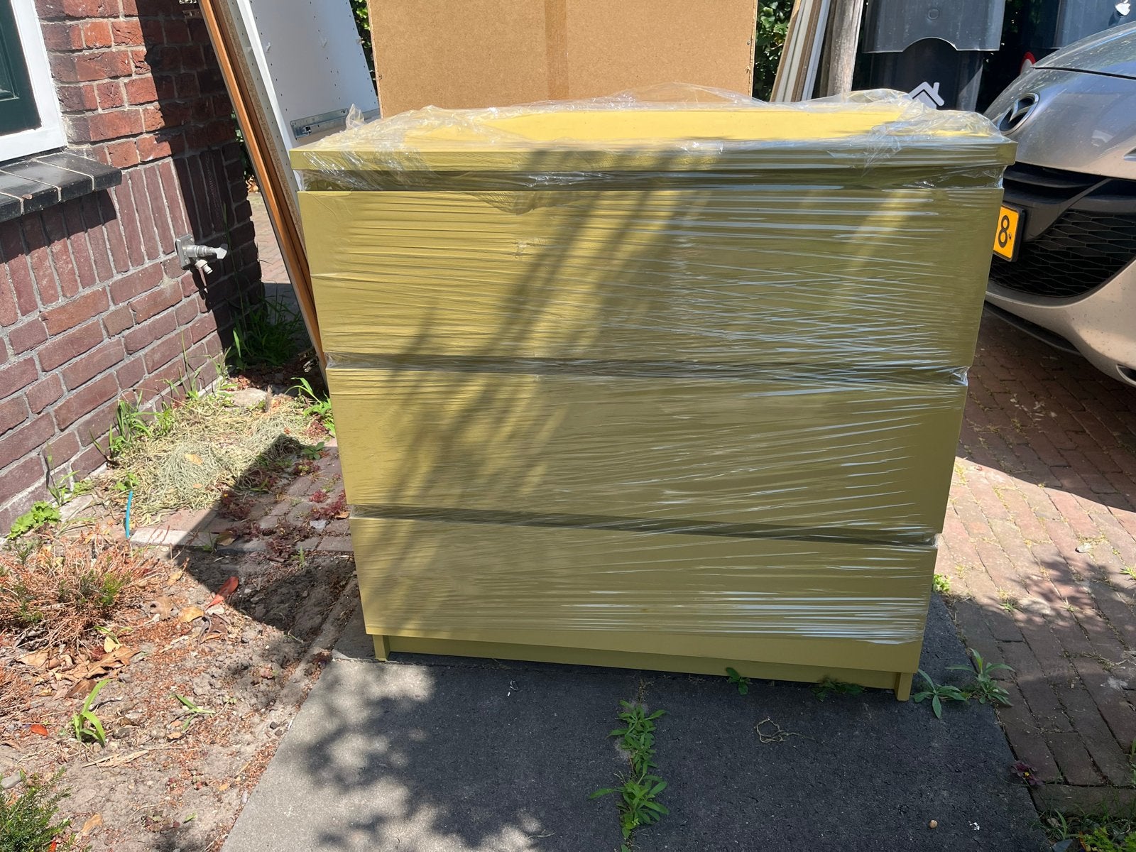 IKEA Malm ladekast, geelgroen geschilderd (80x80x50), Huis en Inrichting, Ophalen, Gebruikt, 50 tot 100 cm, 3 of 4 laden