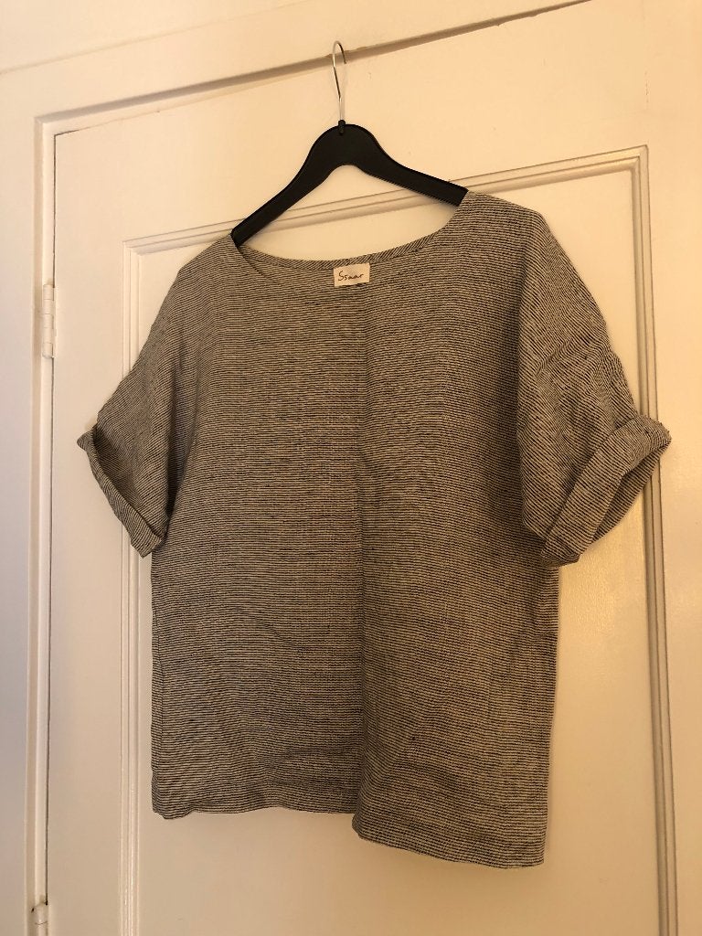 linnen top fijn streepje Ssaar mt XS/S, Kleding | Dames, Verzenden, Ssaar, Korte mouw, Maat 34 (XS) of kleiner