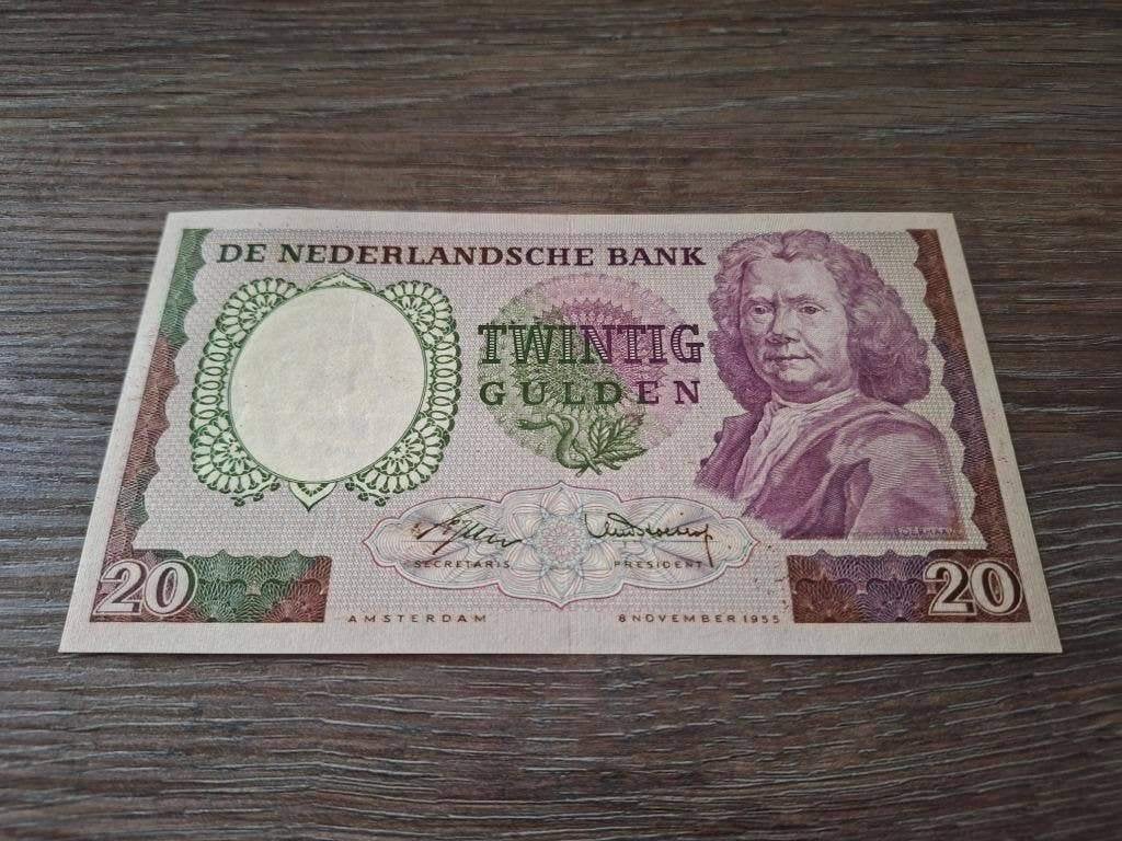 Prachtig biljet 20 gulden Boerhaave, 1955, Ophalen of Verzenden, 25 gulden