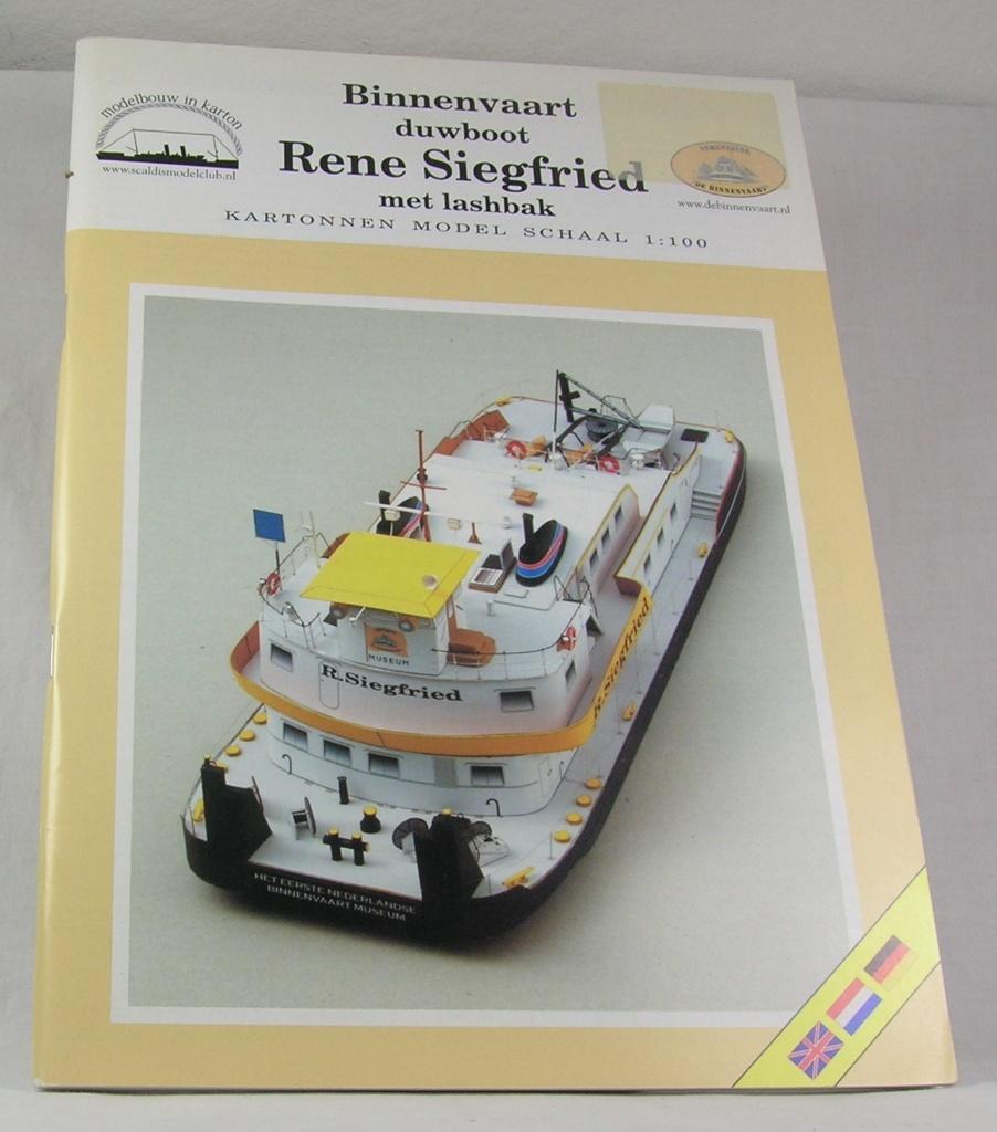 Karton bouwpakket: binnenvaart duwboot "Rene Siegfried 1:100, Ophalen of Verzenden, Nieuw, 1:50 tot 1:200