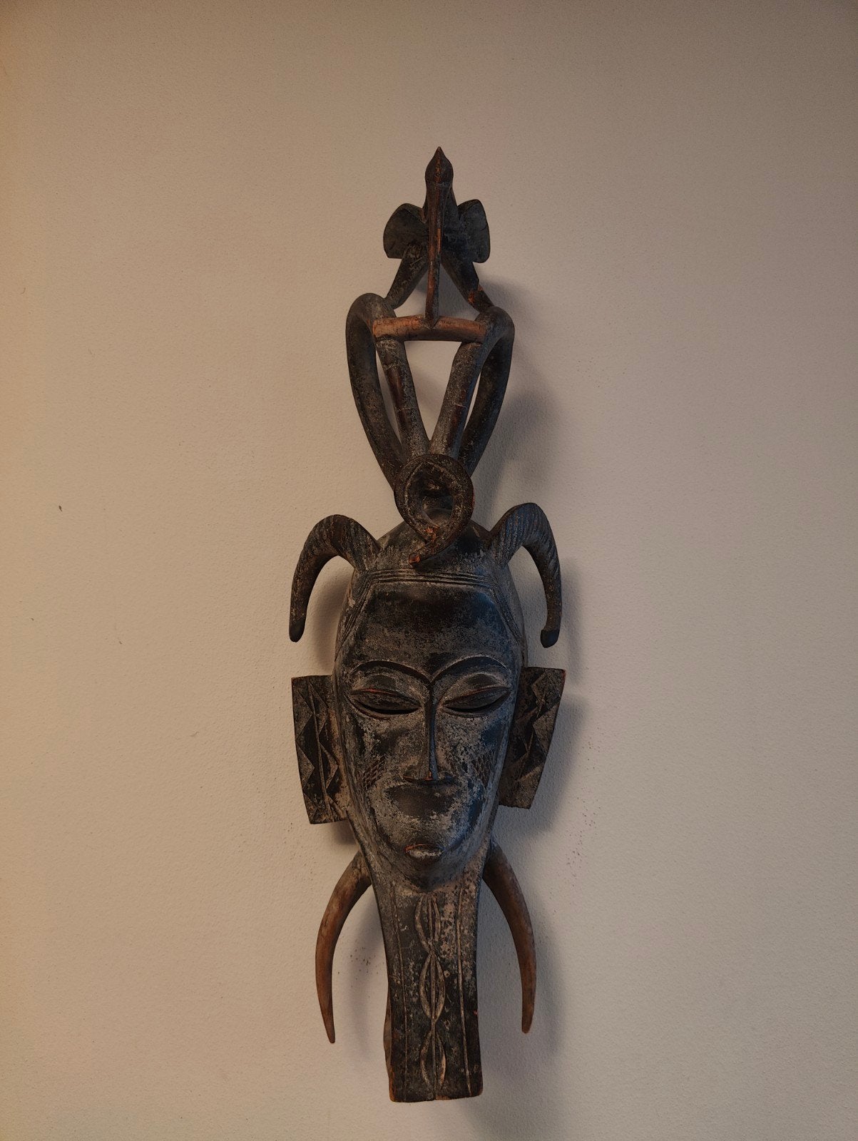 Afrikaans houten masker ( Yaouré/Baule stijl) vintage, Ophalen