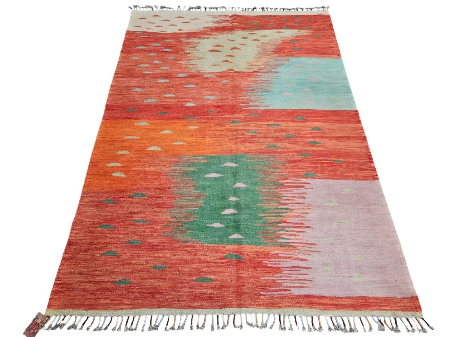Handmade modern wol oosters Kelim tapijt Abstract 147x214cm